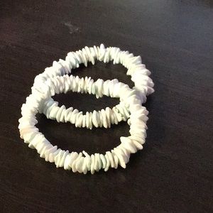 Blue and white shell bracelets 1 bundle